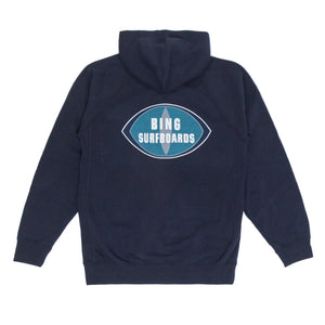 ORIGINAL BING Premium Hooded Zip Sweatshirt - Navy - Bing Surfboards