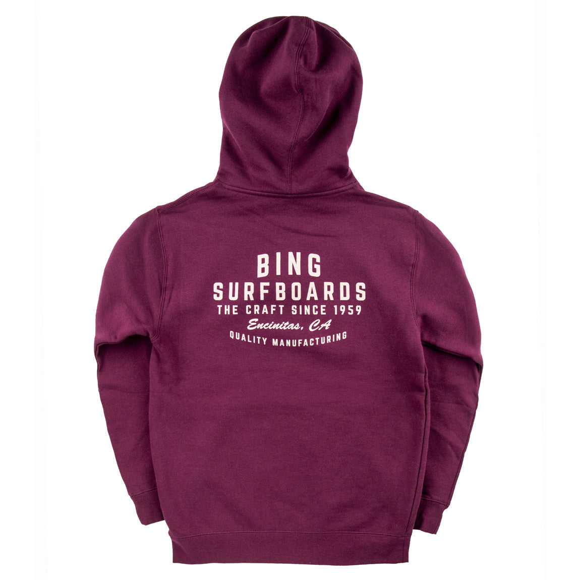 QUALITY MANUFACTURING Premium Hooded Sweatshirt - Maroon - Bing Surfboards