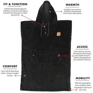 SLOWTIDE DIGS PONCHO - BLACK - Bing Surfboards