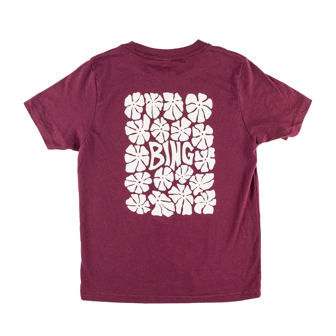 FLOWER POWER Premium Kids S/S T-Shirt - Maroon - Bing Surfboards