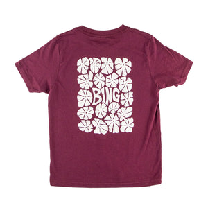 FLOWER POWER Premium Kids S/S T-Shirt - Maroon - Bing Surfboards
